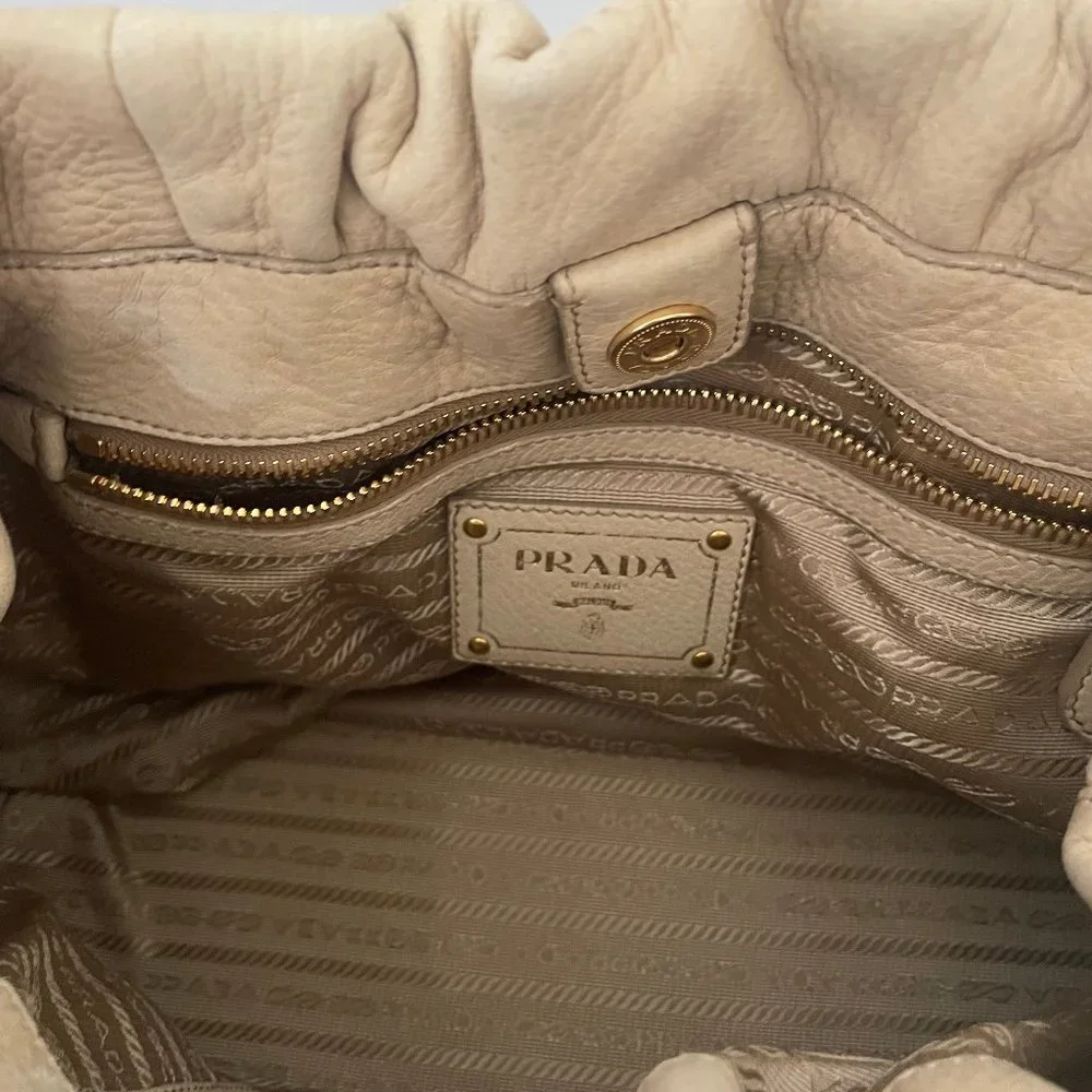 PRADA Shoulder Bag Leather Beige Auth - Picture 15 of 16